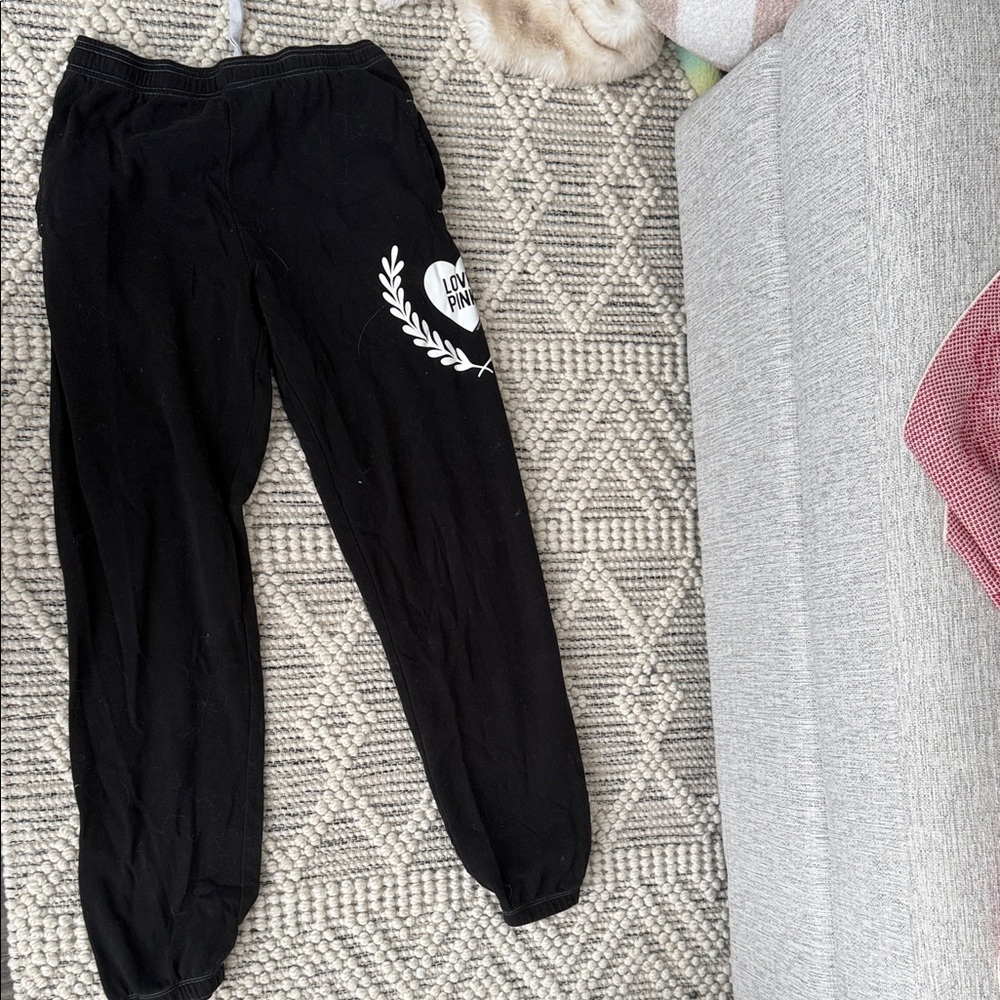 Pink Black Joggers with Logo